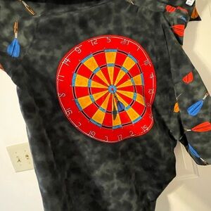 Black and Red Long Sleeve Tee with Dartboard Design
